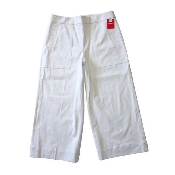 NWT SPANX 20479Q Cropped Wide Leg in White Pull-on Shaping Pants L Petite - Picture 2 of 6